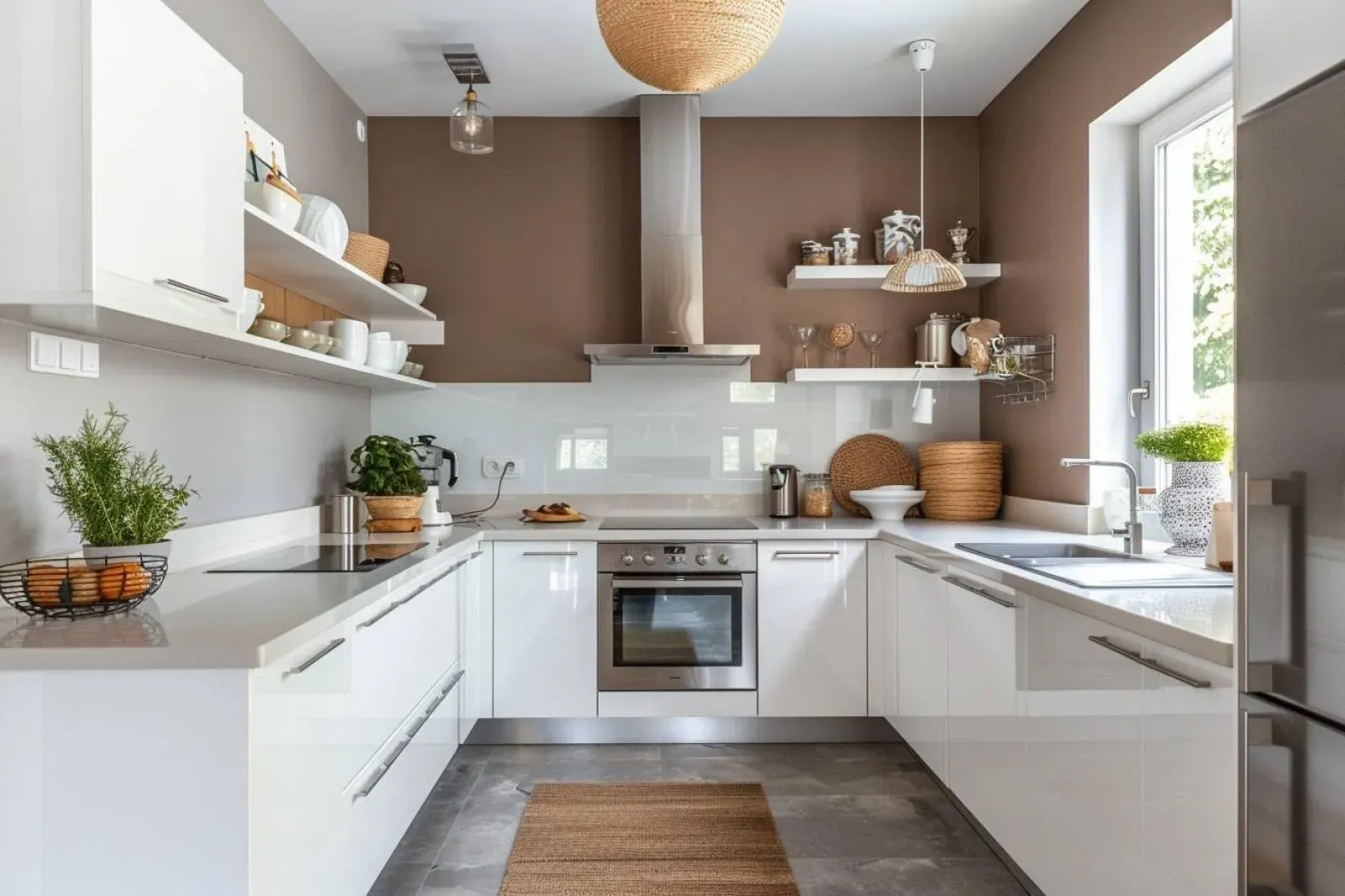 Comment bien associer une cuisine blanche avec un mur taupe ?