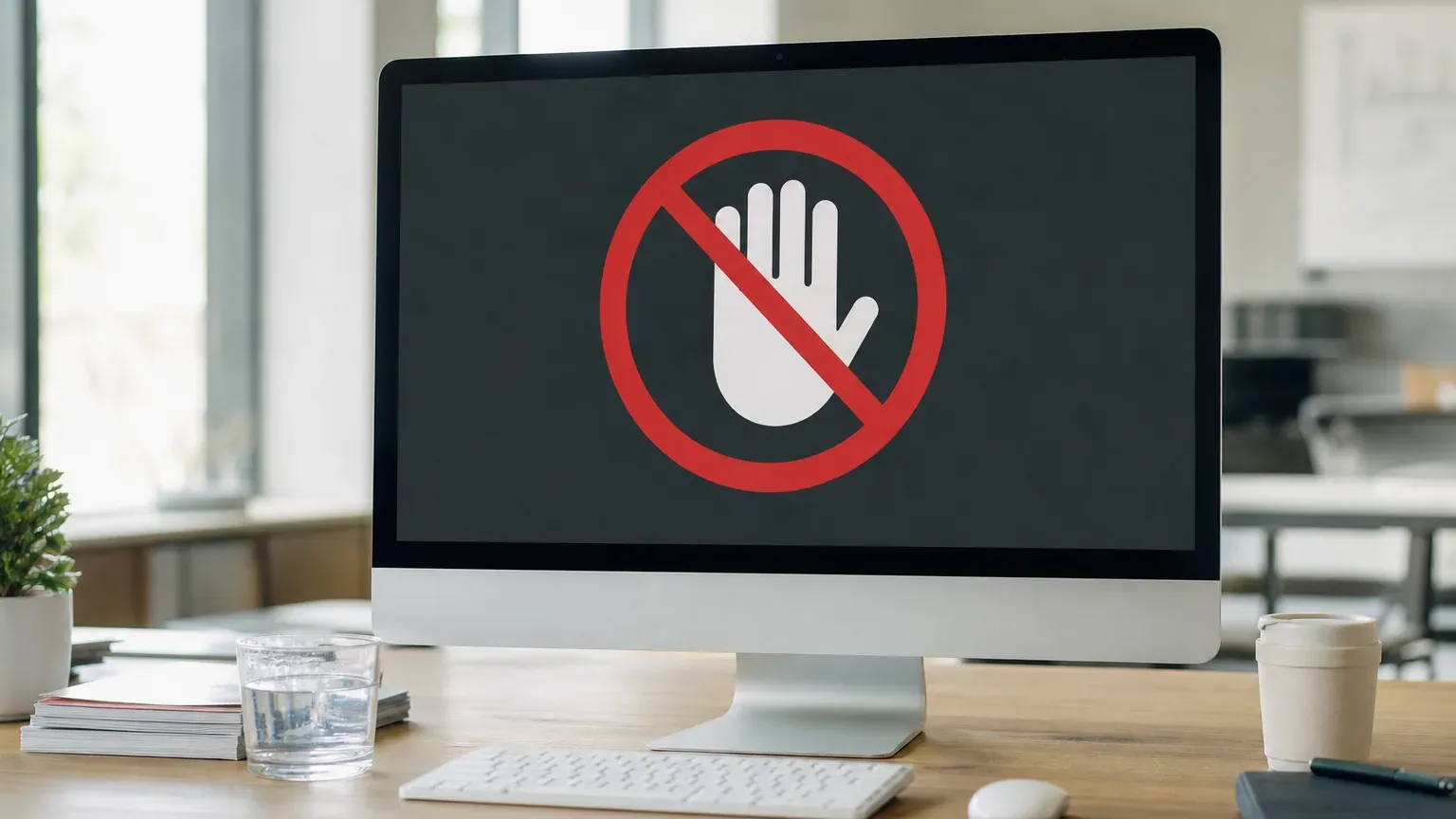 Écran d'ordinateur affichant un message demandant de désactiver le bloqueur de publicités