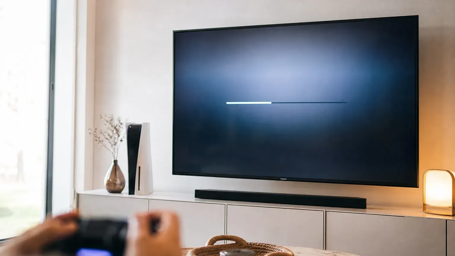 Écran de console de jeu affichant une barre de progression de téléchargement