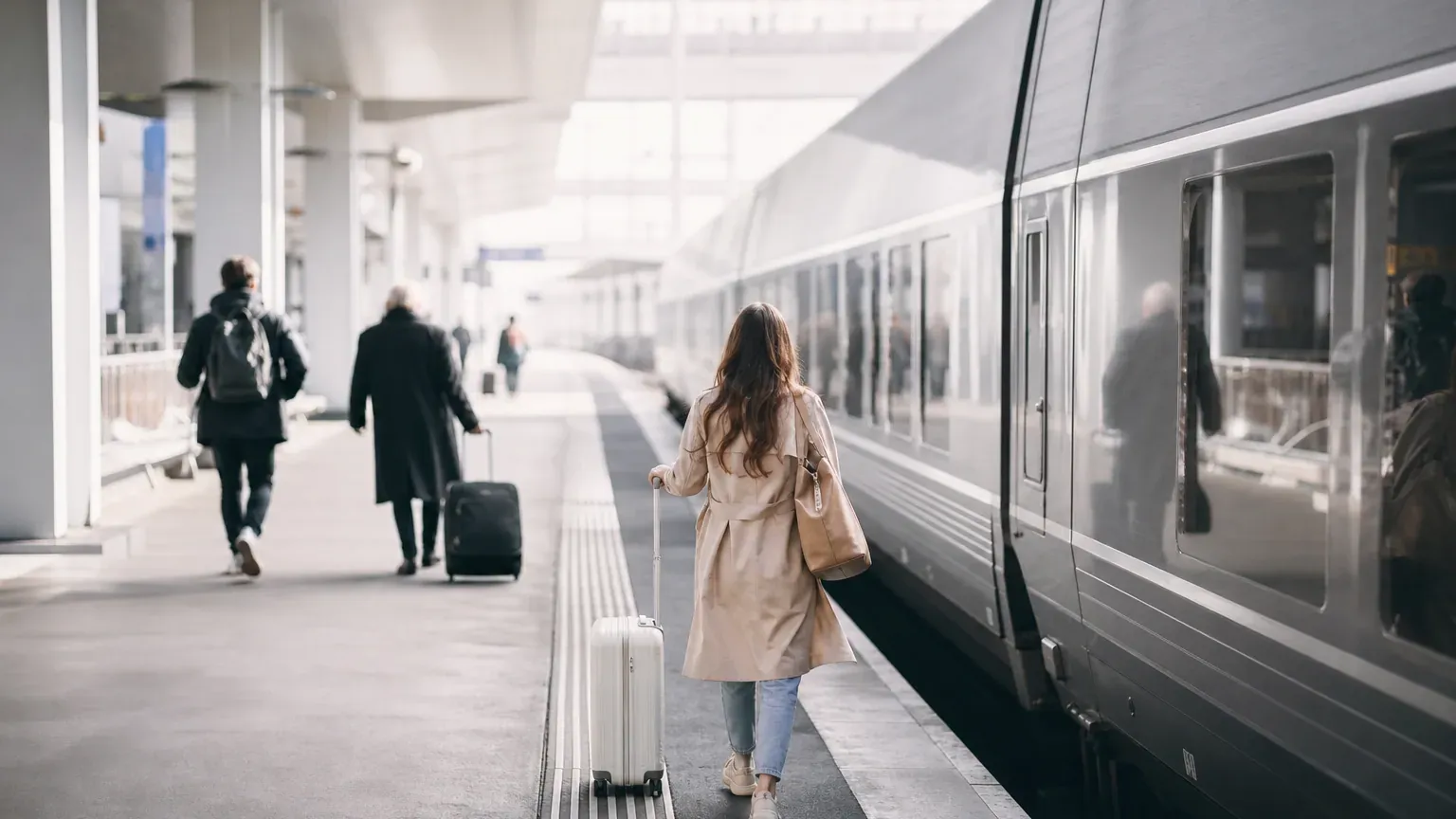 TGV à quai dans une gare française devant un panneau d'affichage des horaires