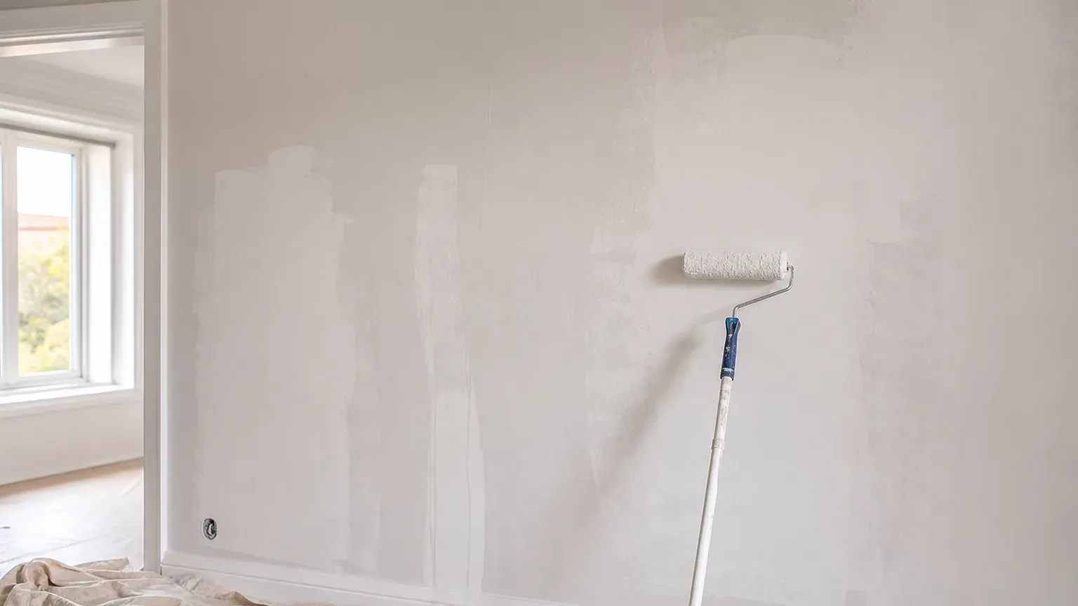 Mur intérieur présentant des malfaçons après des travaux de peinture